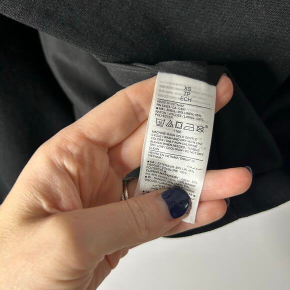 Old Navy‎ Double-Breasted Linen-Blend Blazer Women’s XS Black Minimalist Career - Picture 6 of 7